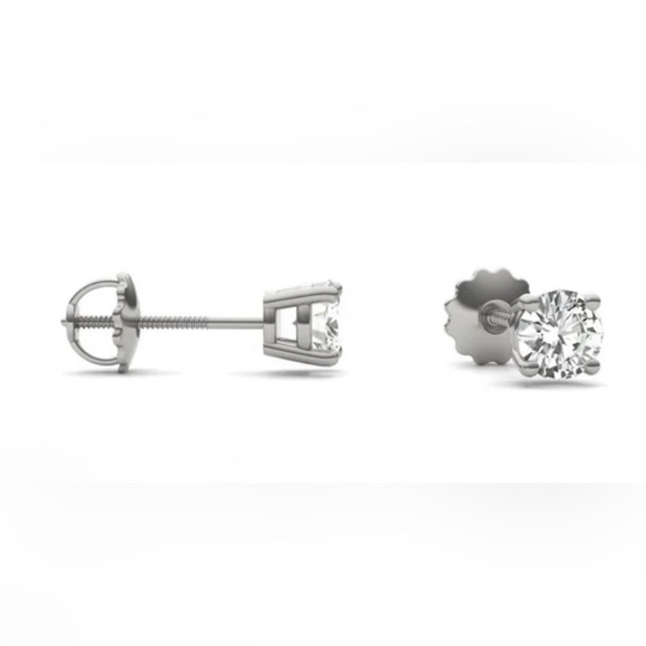 Elegant moissanite 925 Silver Stud Earrings - Picture 2 of 6